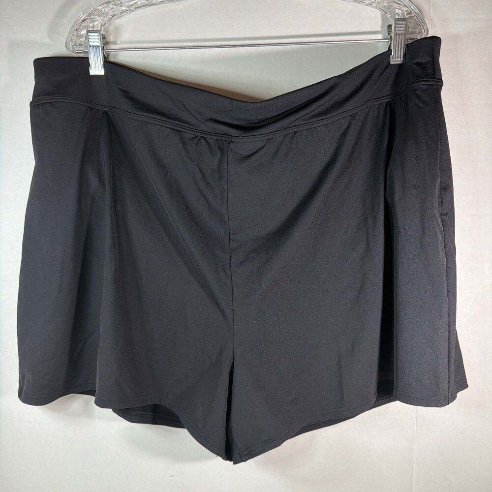 Lands End PLUS 22 Swim Suit Shorts Cover Up Black 22W Swimsuit Bottoms Washed 1x